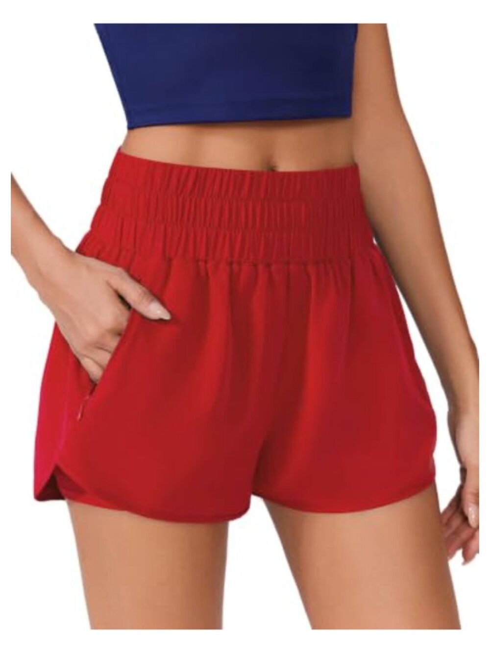 2 in 1 Running Shorts Women Quick Dry High Waisted Athletic Gym Workout Zipper